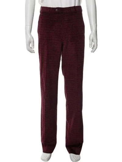 Pre-owned Valentino Plaid Print Pants In Red