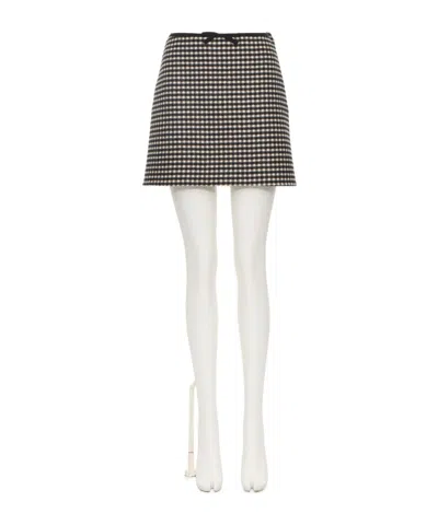 Valentino Gingham Mini Skirt In Black