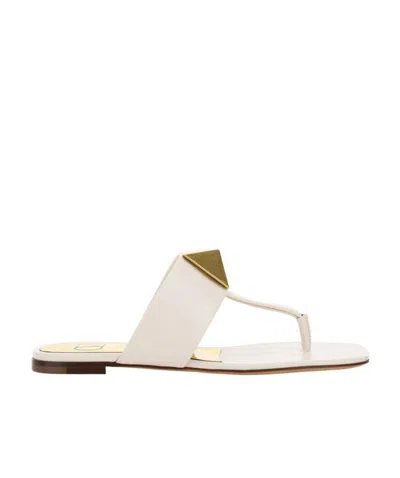 Valentino Garavani Vlogo Signature Leather Sandal In White