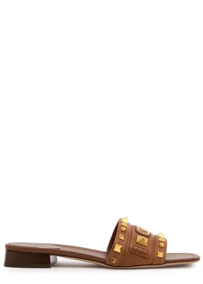 VALENTINO GARAVANI VALENTINO PLASTER CASTER EMBELLISHED LEATHER SLIDERS