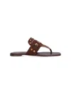 Valentino Garavani Plaster Caster Flip Flops With Gold Accents And Open Toe In Brown