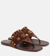 Valentino Garavani Plaster Caster Flip Flops With Gold Accents And Open Toe In Braun