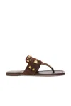 Valentino Garavani Plaster Caster Flip Flops With Gold Accents And Open Toe In Fondant