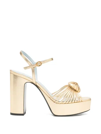 Valentino Garavani Platform Heart-motif Sandals In Gold