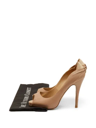 Pre-owned Valentino Garavani Platform Peep-toe Pumps In Neutral