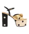 Valentino 125mm Vlogo Crasher Sequined Polka Dot Leather Platform Sandals In Black