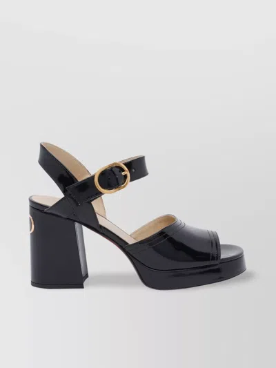 Valentino Garavani Platform Sandals With Round Toe And Block Heel In Black
