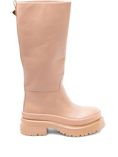 Valentino Garavani Valentino Leather Boot In White