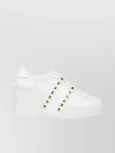 Valentino Garavani Platform Sole Sneakers Studded Embellishments In White