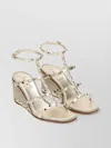 Valentino Rockstud Wedge Sandals In Platinum Color
