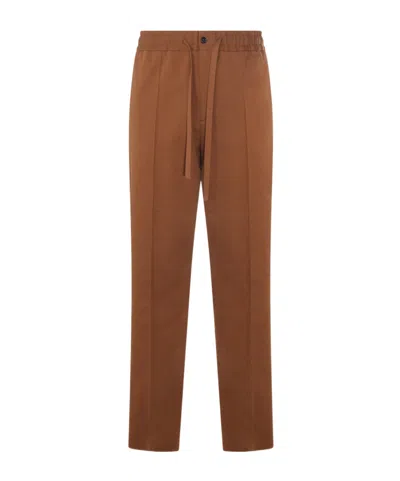 Valentino Pleat Detailed Drawstring Pants In Brown