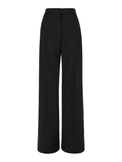 Valentino Pleat Detailed Wide Leg Pants In Black