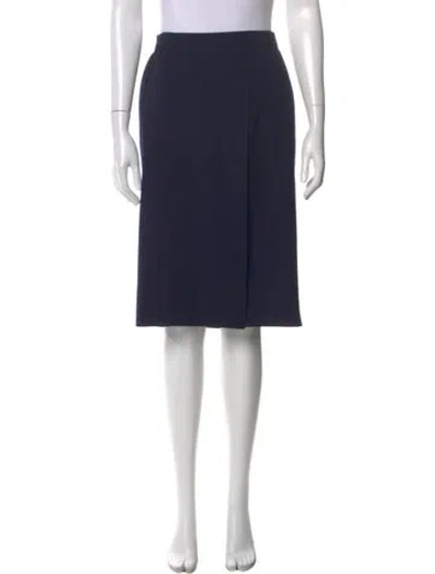 Pre-owned Valentino Pleated Accents Knee-length Skirt In Blue