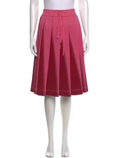 Pre-owned Valentino Pleated Accents Knee-length Skirt In Red
