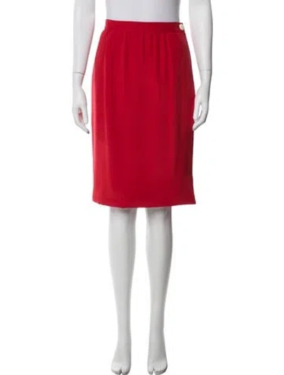 Pre-owned Valentino Pleated Accents Knee-length Skirt In Red