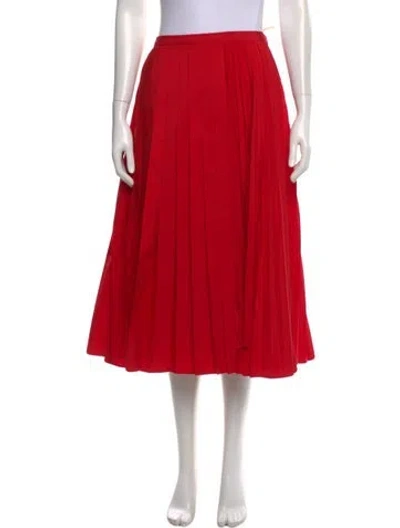 Pre-owned Valentino Pleated Accents Midi Length Skirt In Red