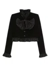 Valentino Pleated-bow Ruffled Jacket In Black