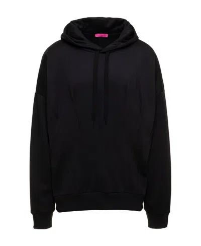 Valentino Pleated Cotton Hoodie In Black