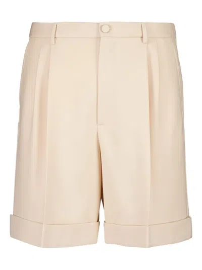 Valentino Pleated Cuffed Shorts In Brown