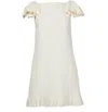 Valentino Ruffled Wool And Silk-blend Crepe Mini Dress In White
