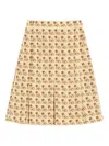 Valentino Crepe De Chine Skirt With Petit Charles Print In Brown