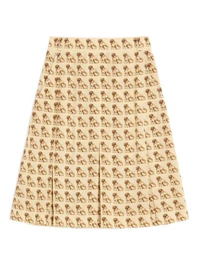 Valentino Crepe De Chine Skirt With Petit Charles Print In Brown