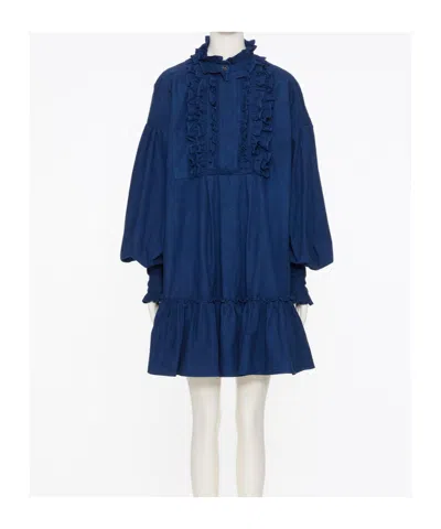 Valentino Pleated Dress In Blue