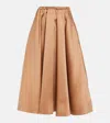 Valentino Pleated Duchesse Midi Skirt In Beige