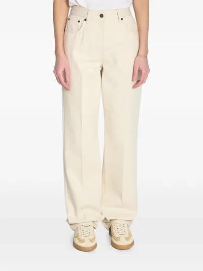 Valentino Pleated Gold Detail Jeans In Neutral