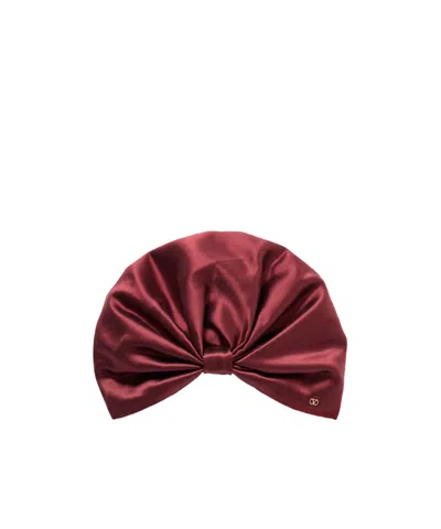 Valentino Pleated Headscarf In Burgundy