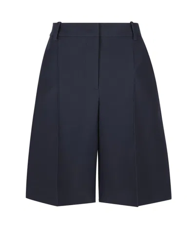 Valentino Pleated High Waist Shorts In Blue
