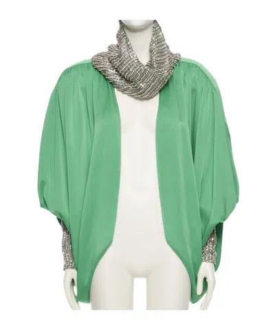 Valentino Pleated Jacket In Green
