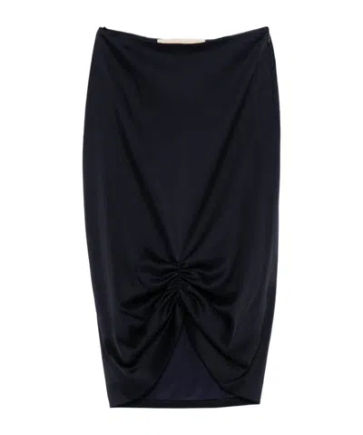 Valentino Pleated Midi Skirt In Black
