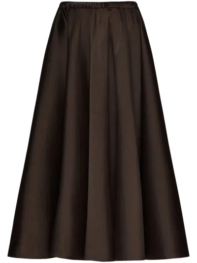 Valentino Techno Duchesse Midi Skirt In Brown