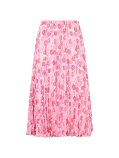 Valentino Pleated Midi Skirt In Multi