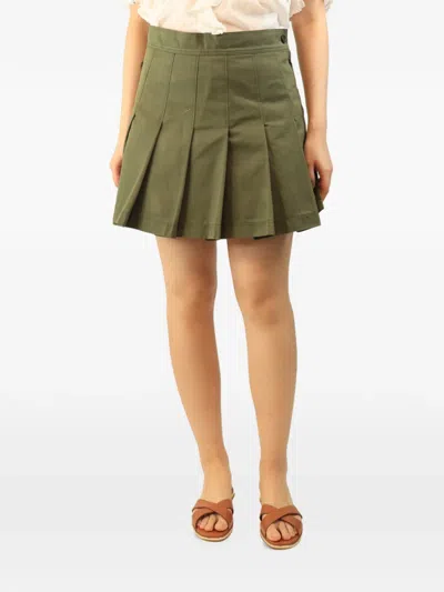 Pre-owned Valentino Pleated Mini Skirt In Green