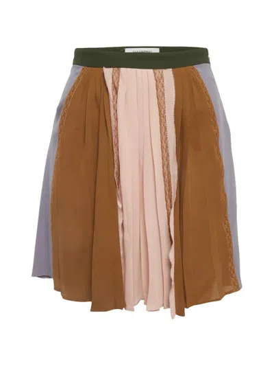 Pre-owned Valentino Pleated Mini Skirt In Purple