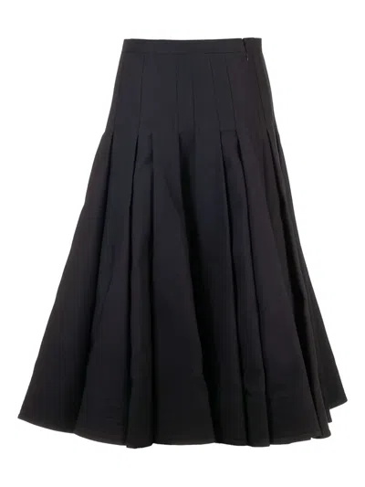 Valentino Pleated Panelled Skirt In Blue