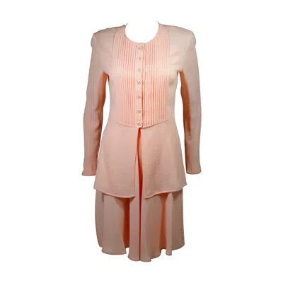 Pre-owned Valentino Pleated Pink Silk Skirt Ensemble Size 6 8