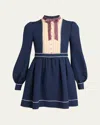 Valentino Pleated Pintuck Bow-front Mini Dress In Blue