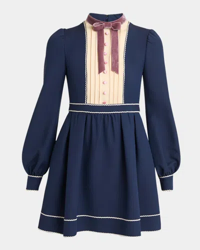 VALENTINO PLEATED PINTUCK BOW-FRONT MINI DRESS