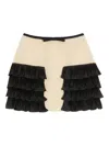 Valentino Ruffled Taffeta-trimmed Wool-blend Tweed Mini Skirt In Black