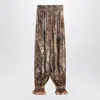 Valentino Beige Metallic Voyage Pleated Wide-leg Pants