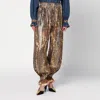 Valentino Beige Metallic Voyage Pleated Wide-leg Pants In Beige