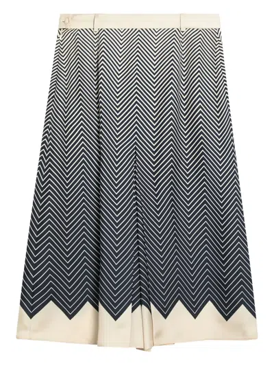 Valentino Optical Degrade Chevron Silk Twill Skirt Pants In Multi