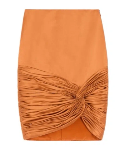 Valentino Pleated Skirt In Orange