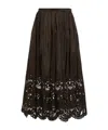 Valentino Broderie Anglaise Silk Midi Skirt In Black