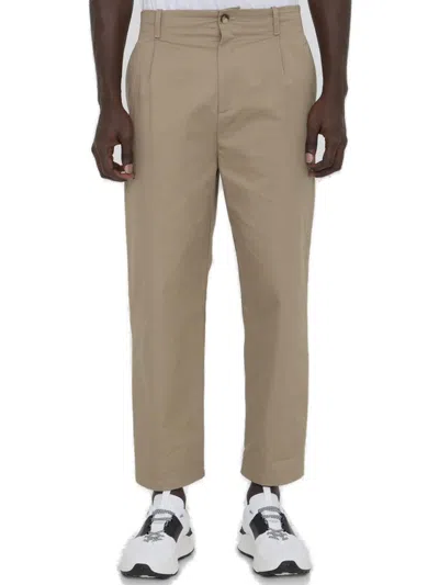 Valentino Pleated Straight Leg Chino Trousers In Beige