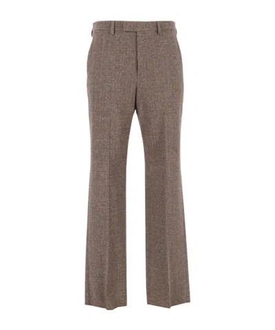 Valentino Pleated Straight Leg Pants In Brown
