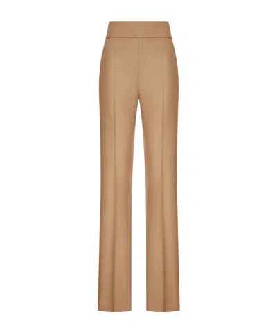 Valentino Pleated Straight Leg Pants In Camel